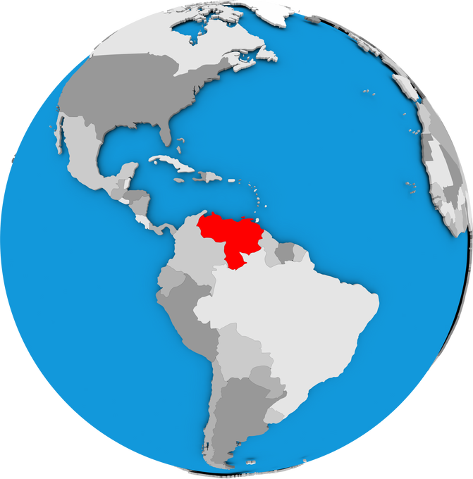 Venezuela on Globe Isolated