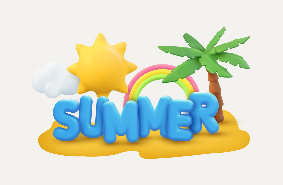 Summer, Sun and Palm 3d Illustration